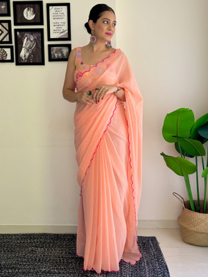 Divastri Embellished Bollywood Georgette Saree(Orange)