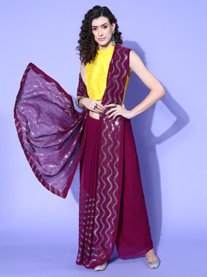Divastri Solid/Plain Bollywood Georgette Saree(Magenta)