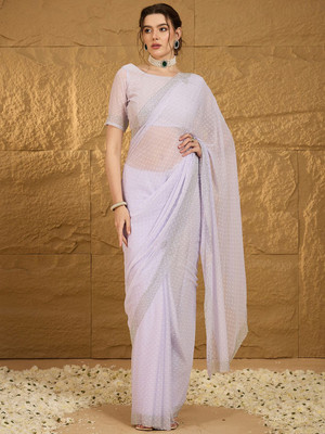 ANOUK Embellished Banarasi Chiffon Saree(Purple)