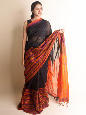 SSK Self Design Bollywood Handloom Cotton Blend Saree(Multicolor)