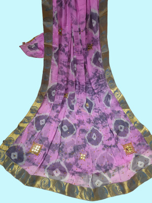 KHATRI AND SONS Digital Print Bandhani Chiffon Saree(Purple)