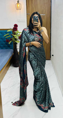 Saraswati Fab Printed Kalamkari Jacquard Saree(Light Blue)