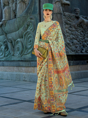Divastri Woven Banarasi Organza Saree(Light Green)