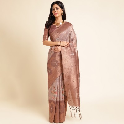 RekhaManiyar Woven Bollywood Cotton Silk Saree(Pink)