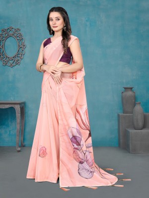 SHREE FASHIONFAB Floral Print Bollywood Organza Saree(Pink)