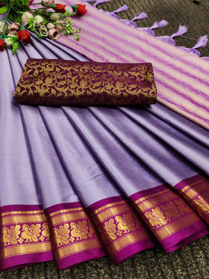 Dhami Self Design Mysore Cotton Silk Saree(Red)
