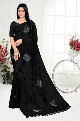 KT ENTERPRISE Embellished Bollywood Georgette Saree(Black)