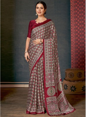 Divastri Digital Print Daily Wear Crepe Saree(Maroon)