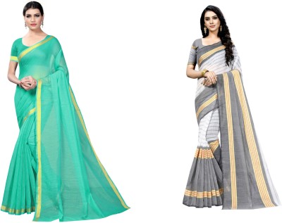 Saadhvi Solid/Plain Bollywood Art Silk Saree(Pack of 2, Multicolor)