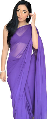 StyleDeal Solid/Plain Bollywood Georgette Saree(Purple)
