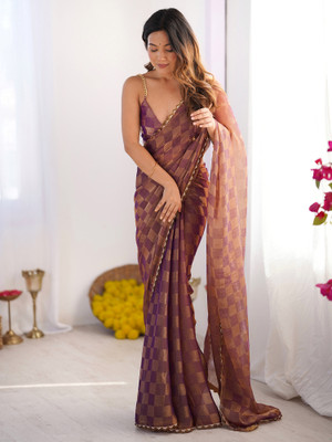 ANOUK Embellished Bollywood Chiffon Saree(Purple)