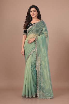 Classy Foriever Solid/Plain Bollywood Tissue Saree(Multicolor)