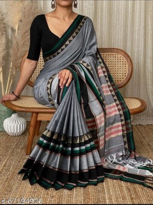 Balika bodhu Self Design Handloom Pure Cotton Saree(Black)