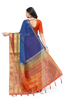 Aarunika LGF Solid/Plain Bollywood Organza Saree(Light Blue)