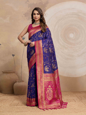Maanyata Woven Banarasi Silk Blend Saree(Multicolor)