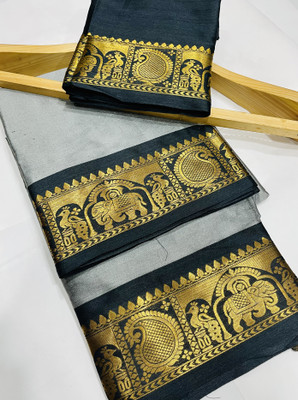 creazy fashion Printed Banarasi Cotton Silk Saree(Multicolor)