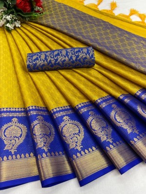 SEASON FAB Woven Banarasi Pure Silk, Cotton Silk Saree(Multicolor)