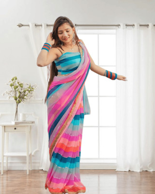SHOBHTESH Striped Bollywood Georgette Saree(Multicolor)