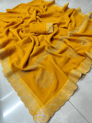 Sareez House Dyed Bollywood Georgette Saree(Gold)