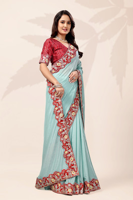 Brahmani Creation Printed Bandhani Georgette Saree(Light Blue)