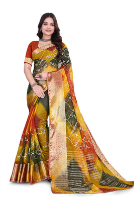 Aarunika SST Solid/Plain Bollywood Organza Saree(Pack of 2, Multicolor)