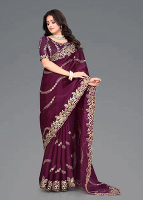 AVIRAT DESIGNER STUDIO Embroidered Bollywood Georgette Saree(Maroon)