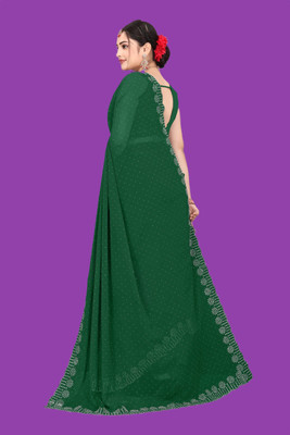 Shiv Febric Striped Banarasi Organza Saree(Green)