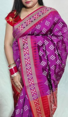 Cirkirow Temple Border Sambalpuri Art Silk Saree(Magenta)