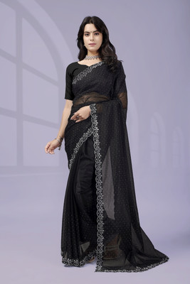 MARUT ENTERPRISE Self Design, Embellished Bollywood Net Saree(Black)