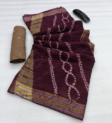 LILIMA Printed Bandhani Pure Cotton Saree(Multicolor)