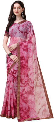 Bansi Ecom Printed Bollywood Chiffon Saree(Pink)