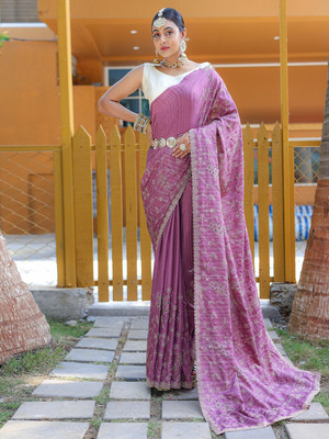SGF11 Self Design Handloom Silk Blend Saree(Purple)