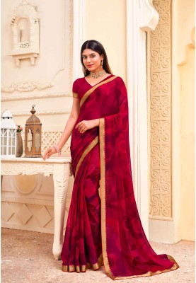 Laxmipati Sarees Printed Daily Wear Georgette Saree(Maroon)