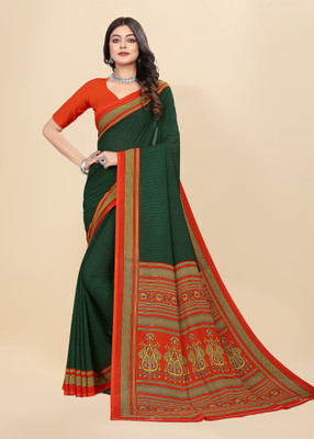 Vimla Printed Bollywood Crepe Saree(Green)