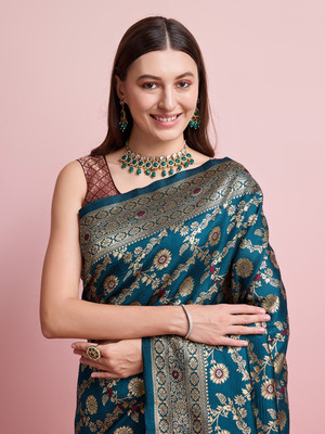 Shreyansh creation Digital Print Banarasi Silk Blend Saree(Multicolor)