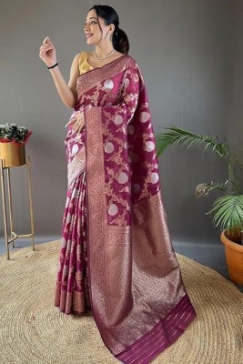 SHREE SANT SAREES Woven Banarasi Art Silk Saree(Magenta)