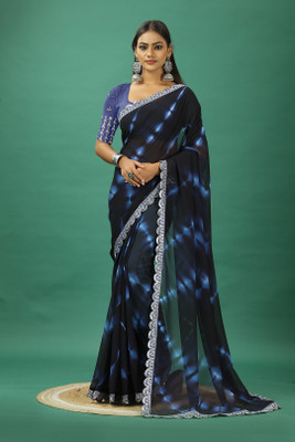 nirmal creation Self Design Bollywood Georgette Saree(Blue)