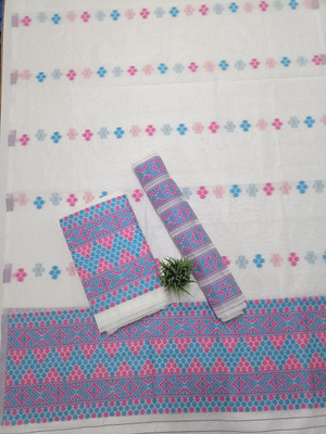 Sheden Lopez Creation Woven Mekhela Chador Cotton Blend Saree(White)