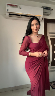Moda Rapido Solid/Plain Bollywood Georgette Saree(Maroon)