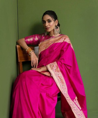 Shringar Studio Woven Banarasi Jacquard Saree(Pink)