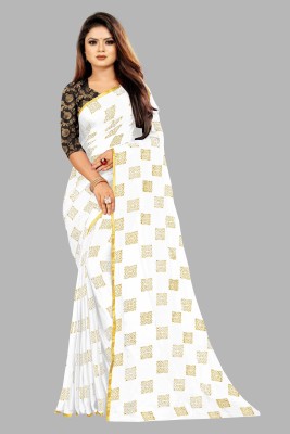 RHEY Printed Bollywood Chiffon Saree(White)