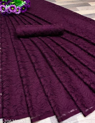 Vragi Paisley Bollywood Net Saree(Purple)