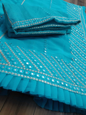 DRASHTI Embroidered Bollywood Georgette Saree(Yellow)