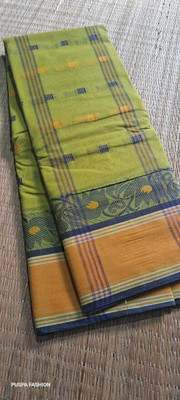 Parbati fashion Self Design Tant Pure Cotton Saree(Light Green)