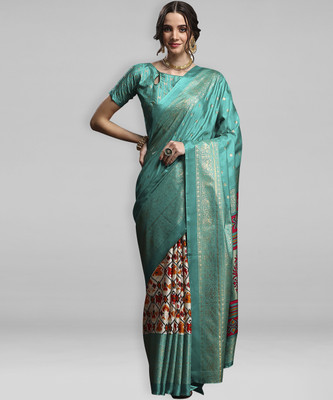 Divastri Woven Madurai Silk Blend Saree(Light Blue)