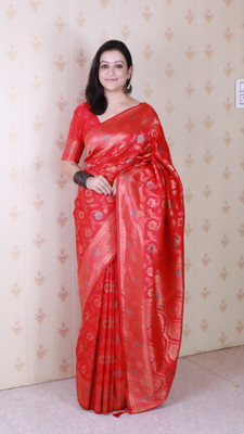 SUDIPTA Embroidered Banarasi Pure Silk Saree(Pink)