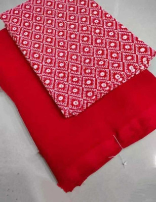 Vijayhanuman Solid/Plain Daily Wear Georgette Saree(Red)
