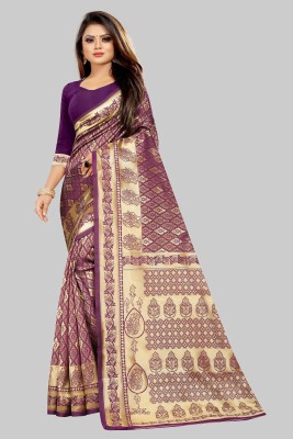Divastri Self Design Banarasi Cotton Silk Saree(Purple)