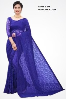 Silkbazar Embroidered Bollywood Net Saree(Dark Blue)