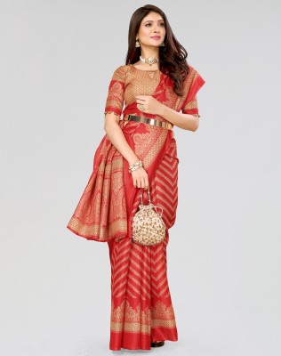 Nirvaan Printed Bollywood Art Silk Saree(Red)